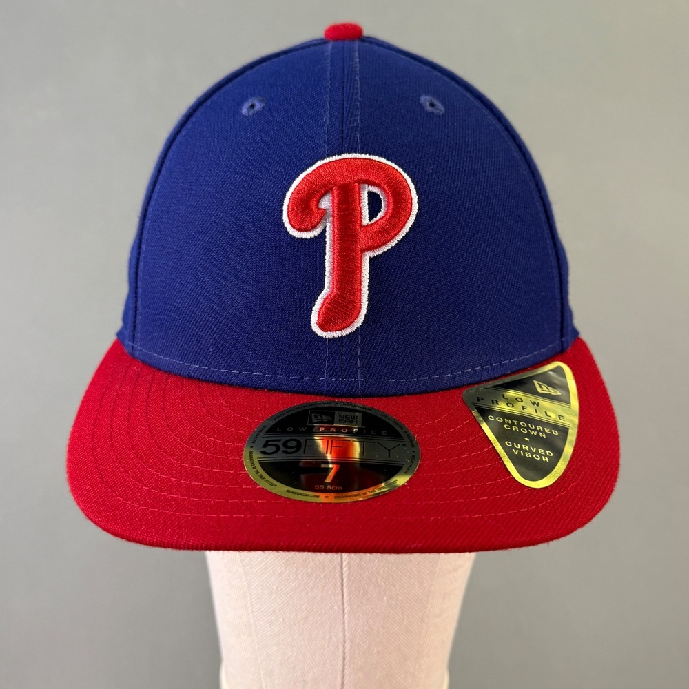 New Era 59FIFTY Low Profile Philadelphia Phillies Hat Blue Red Size 7